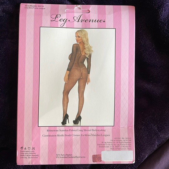 New Leg Avenue Black Sparkle And Shine Rhinestone Bodystocking - Picture 15 of 16